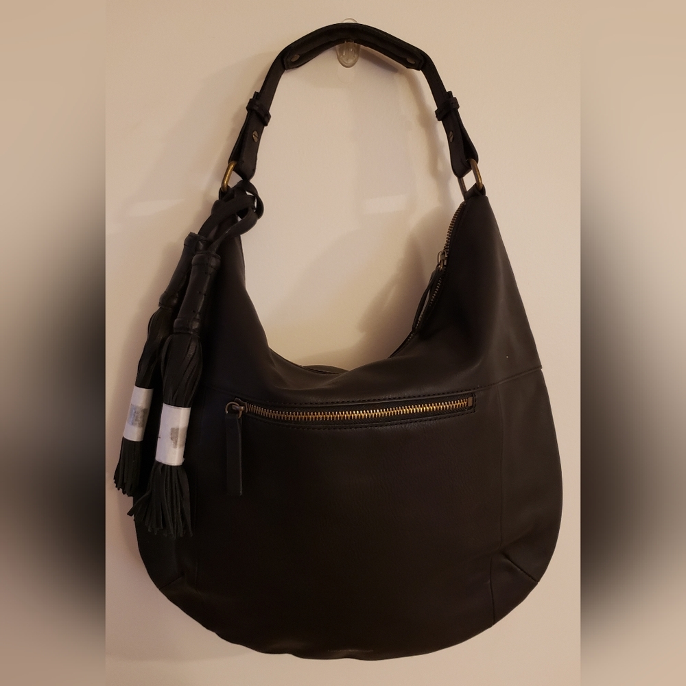 Lucky Black Jordan Leather Hobo Bag